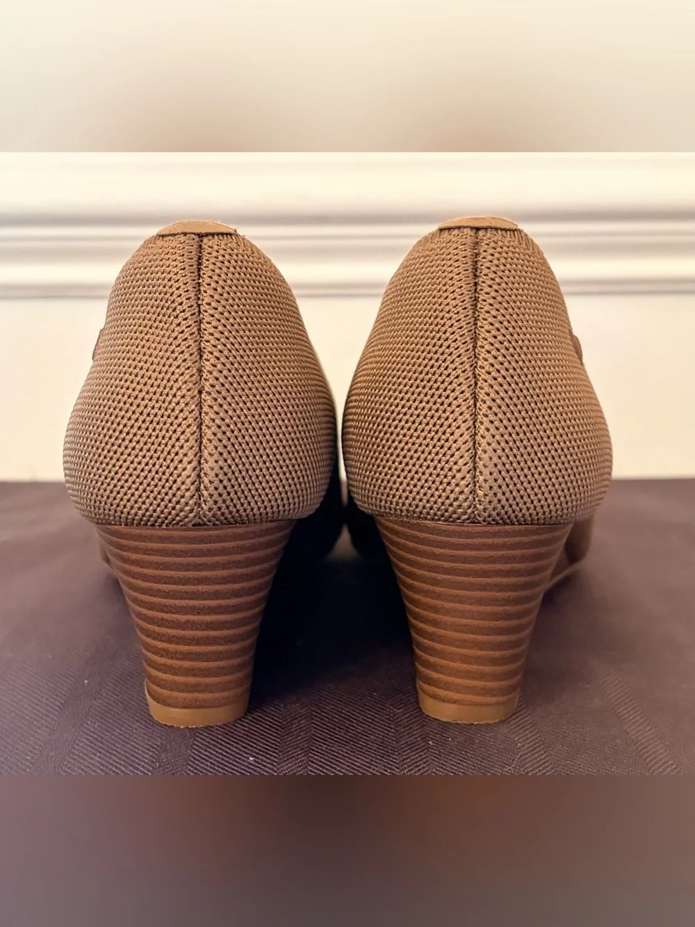 VIVAIA Wedge 2.0 ARIA Pointed Toe Brown Knit Comfort Heels Size 8.5 US 39EU NEW